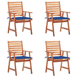 vidaXL Chaises à manger d'extérieur lot de 4 et coussins Acacia massif