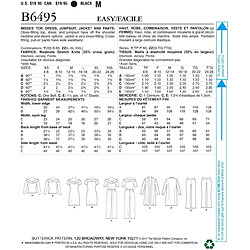 Avis terick Patterns 6495 ZZ Patrons de Top/Robe/Combinaison/Veste et Pantalon Patron de Couture, Multicolore, Tailles Grand ? 2 x L