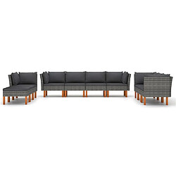 Avis Maison Chic Salon de jardin 10 pcs + coussins - Mobilier/Meubles de jardin - Table et chaises d'extérieur Résine tressée Gris -MN59924