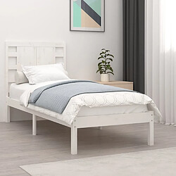 Maison Chic Lit Moderne Chambre - Cadre/structure de lit pour adulte Blanc Bois massif 75x190 cm Petit simple -MN42535