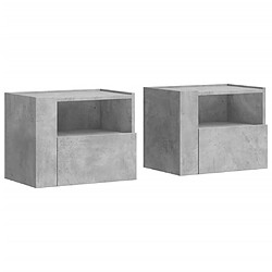 vidaXL Tables de chevet murales 2 pcs gris béton 45x30x35 cm