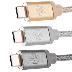 SilverStone SST-CPU04G-1000 - Cable USB réversible, A vers C, Cable extrêmement durable avec tressage en nylon, Recharge et synchronisation de données à haute vitesse, 1.0 m, or