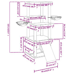 vidaXL Arbre à chat avec griffoirs en sisal crème 133 cm pas cher
