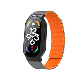 Bracelet en silicone magnétique pour votre Xiaomi Mi Band 7/7 NFC - gris/orange