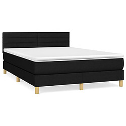 vidaXL Sommier à lattes de lit avec matelas Noir 140x190 cm Tissu