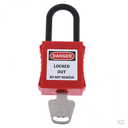 2x Cadenas de Consignation de Sécurité à Clé PA + Acier Inoxydable 38mm Rouge_2