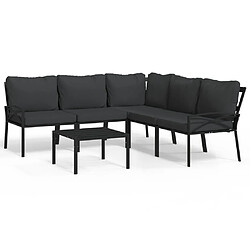 Maison Chic Salon de jardin 6 pcs + coussins - Mobilier/Meubles de jardin - Table et chaises d'extérieur gris acier -MN94485