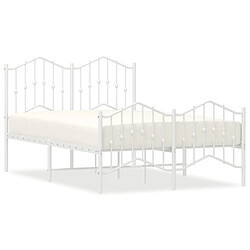 Maison Chic Lit adulte - Lit simple Cadre de lit métal avec tête de lit/pied de lit,Structure du lit Contemporain pour chambre blanc 120x200cm -MN77065