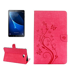 Wewoo Housse Étui Magenta pour Samsung Galaxy Tab A 10.1 fleurs pressées motif de papillon flip horizontal en cuir PU avec boucle magnétique et titulaire fentes cartes porte-monnaie