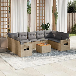 Maison Chic Salon de jardin avec coussins 10 pcs, Ensemble Tables et chaises de jardin, beige résine tressée -GKD529738