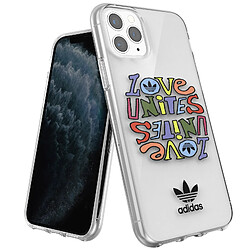 Adidas Coque Silicone pour iPhone 11 Pro Imprimé Love Unites Bords Surélevés Transparent