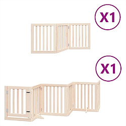 vidaXL Barrière pour chiens avec porte pliable 9panneaux bois peuplier