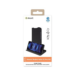 Muvit Étui pour Redmi Note 12 Pro 5G Édition Folio Stand avec Emplacement de Cartes Noir