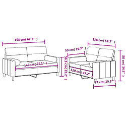 vidaXL Ensemble de canapés 2 pcs avec coussins jaune clair tissu pas cher