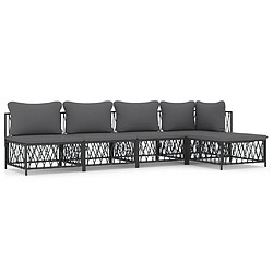 vidaXL Salon de jardin avec coussins 5 pcs anthracite acier