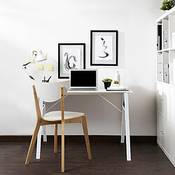 Mobili Rebecca Table D'ordinateur Pour PC En Bois Acier Blanc Bureau De Jeu De Style Moderne