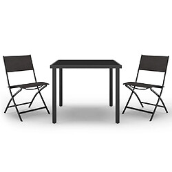 Ensemble salle à manger de jardin 3 pcs,Table et chaise à dîner d'extérieur Acier -MN82430