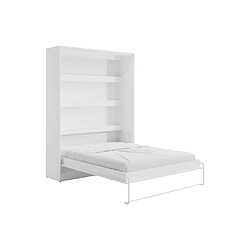 Vente-Unique Lit escamotable 160 x 200 cm - Ouverture verticale manuelle - Avec LEDs - Blanc - RAPILI pas cher