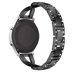 Wewoo Bracelet pour montre connectée en acier inoxydable massif serti de diamants de Samsung Gear S3 noir