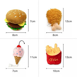 Avis Universal 4/PC Set Burger Peluche Peluche Peluche Jouet pour chien Eck Frites en forme de mâche Jouet résistant aux animaux de compagnie Accessoires