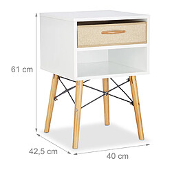 Helloshop26 Table de chevet nuit tiroir pliant blanc 13_0002705