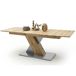 Pegane Table à manger extensible en chêne sauvage / gris - L.180-225 x H.77 x P.90 cm