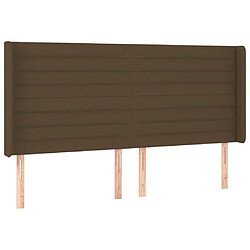 Avis Maison Chic Tête de lit scandinave à LED,meuble de chambre Marron foncé 203x16x118/128 cm Tissu -MN55386