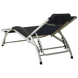 Acheter Helloshop26 Transat chaise longue bain de soleil lit de jardin terrasse meuble d'extérieur avec oreiller textilène noir 02_0012563