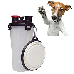 Wewoo Distributeur d'Eau Animaux Transparent pour de compagnie avec un bol pliant Bouteille et de nourriture à double usage portative extérieure