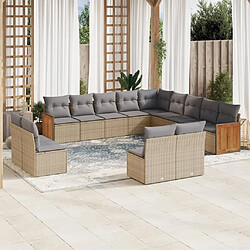 Maison Chic Salon de jardin avec coussins 13 pcs | Ensemble de Table et chaises | Mobilier d'Extérieur beige résine tressée -GKD63701