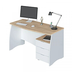 Dansmamaison Bureau avec caisson 3 tiroirs Blanc -OFISINI