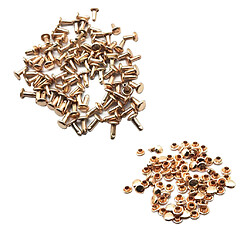 100 Sets Double Caps Studs Rivets pour Sacs Chaussures Cuir 6x8mm Or Clair pas cher