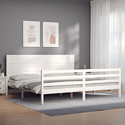 Avis Maison Chic Lit adulte - Cadre Structure de lit avec tête de lit Contemporain blanc 200x200 cm bois massif -MN58896