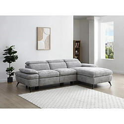 Vente-Unique Canapé d'angle droit convertible en tissu texturé avec coffre de rangement gris MORAVA