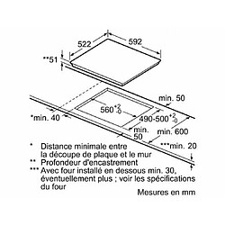 Table de cuisson à induction 60cm 3 feux 7400w flexinduction noir - pxj631fc1e - BOSCH pas cher