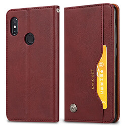 Wewoo Housse Coque Étui en cuir à rabat horizontal avec texture de peau pour Xiaomi Mi 8SEavec cadre photoporte-cartes et emplacements cartes et porte-monnaie Vin rouge