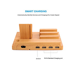 YP Select Montre trois-en-un chargeant le chargeur mobile de support en bois jaune