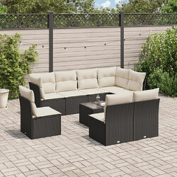 Maison Chic Salon de jardin 9 pcs avec coussins | Ensemble de Table et chaises | Mobilier d'Extérieur noir résine tressée -GKD35329