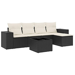 Maison Chic Salon de jardin 6 pcs avec coussins | Ensemble de Table et chaises | Mobilier d'Extérieur noir résine tressée -GKD89161