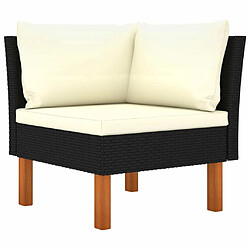 Acheter Maison Chic Salon de jardin 5 pcs + coussins - Mobilier/Meubles de jardin - Table et chaises d'extérieur Résine tressée Noir -MN83494