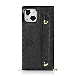 Coque en TPU + PU avec béquille, porte-cartes et lanière noir pour votre iPhone 13 mini 5.4 pouces