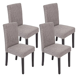 Mendler Lot de 4 chaises de séjour Littau ~ tissu gris, pieds foncés