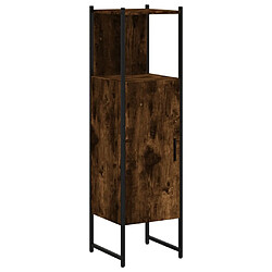 Maison Chic Armoire de salle de bain,Meuble de rangement,Meuble haut chêne fumé 33x33x120,5 cm -GKD322398