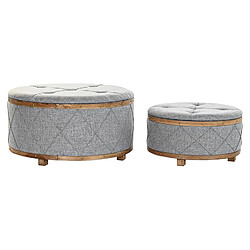 Pegane Ensemble de 2 banquettes Coffres en bois coloris gris clair