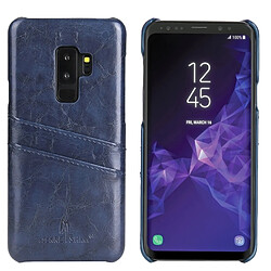 Wewoo Etui en cuir Fierre Shann Retro Oil en cire PU pour Galaxy S9, avec emplacements pour cartes (bleu)