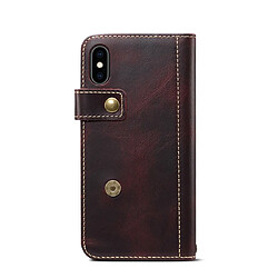 Avis Wewoo Housse Coque Pour iPhone XR Denior Oil Wax Cowhide DK Bouton magnétique Étui à rabat horizontal en cuir avec support et fentes cartes et portefeuille rouge foncé