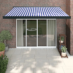 Maison Chic Store banne | Auvent rétractable de porte | Marquise Brise-soleil bleu et blanc 3,5x2,5 m tissu et aluminium -GKD74549