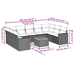 vidaXL Salon de jardin 10 pcs avec coussins noir résine tressée pas cher