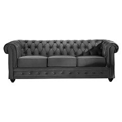 Vente-Unique Canapés 3 places et 2 places en velours anthracite CHESTERFIELD pas cher