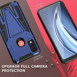 Coque en TPU antichoc avec béquille en V bleu pour votre Motorola Moto E7 Power